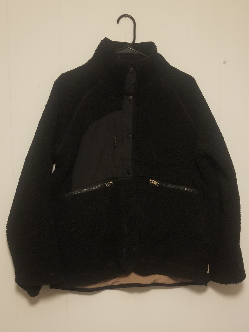 Avalanche Black Teddy Sherpa Jacket Zip Pockets Men's Size L